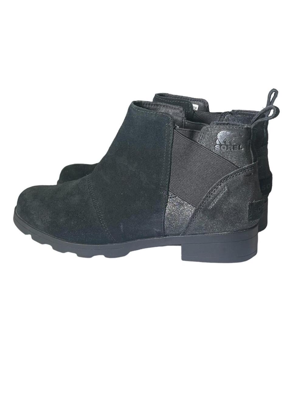 Sorel Black Suede/Glitter Emelie Chelsea Boot Size 5